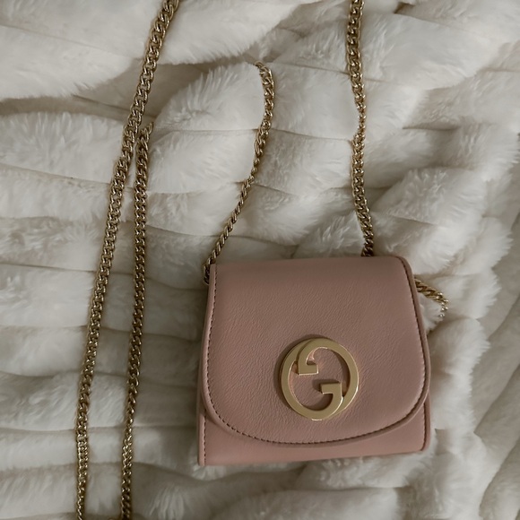 Gucci Handbags - Gucci Roxy Calfskin Blondie Chain Wallet Powder Pink